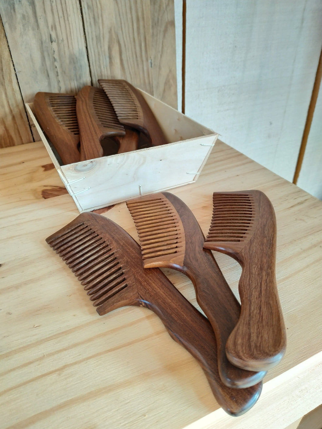 Peigne double en bois de hêtre naturel - tout type de cheveux